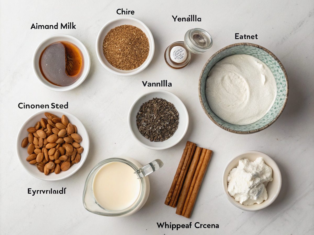 Ingredients for making low carb cinnamon pudding treat