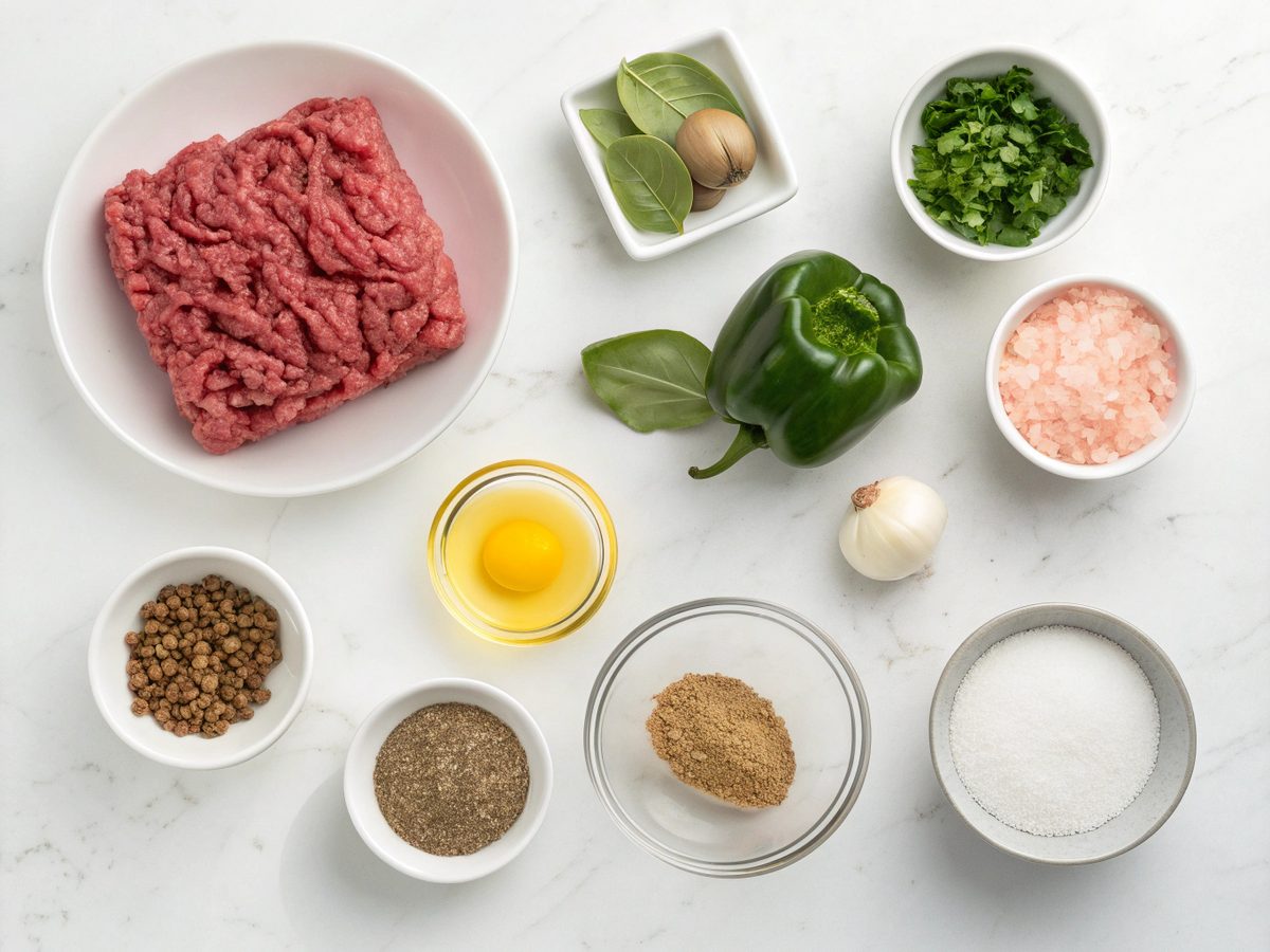 Illustration of low carb ground beef and cumin ingredients