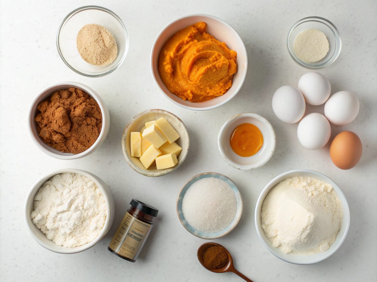 Ingredients for making mini keto pumpkin pies