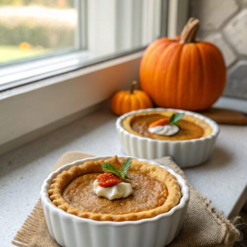 Festive Mini Keto Pumpkin Pies with Whipped Cream