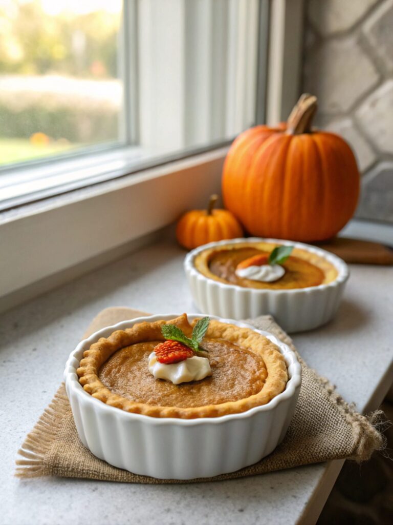 Festive Mini Keto Pumpkin Pies with Whipped Cream