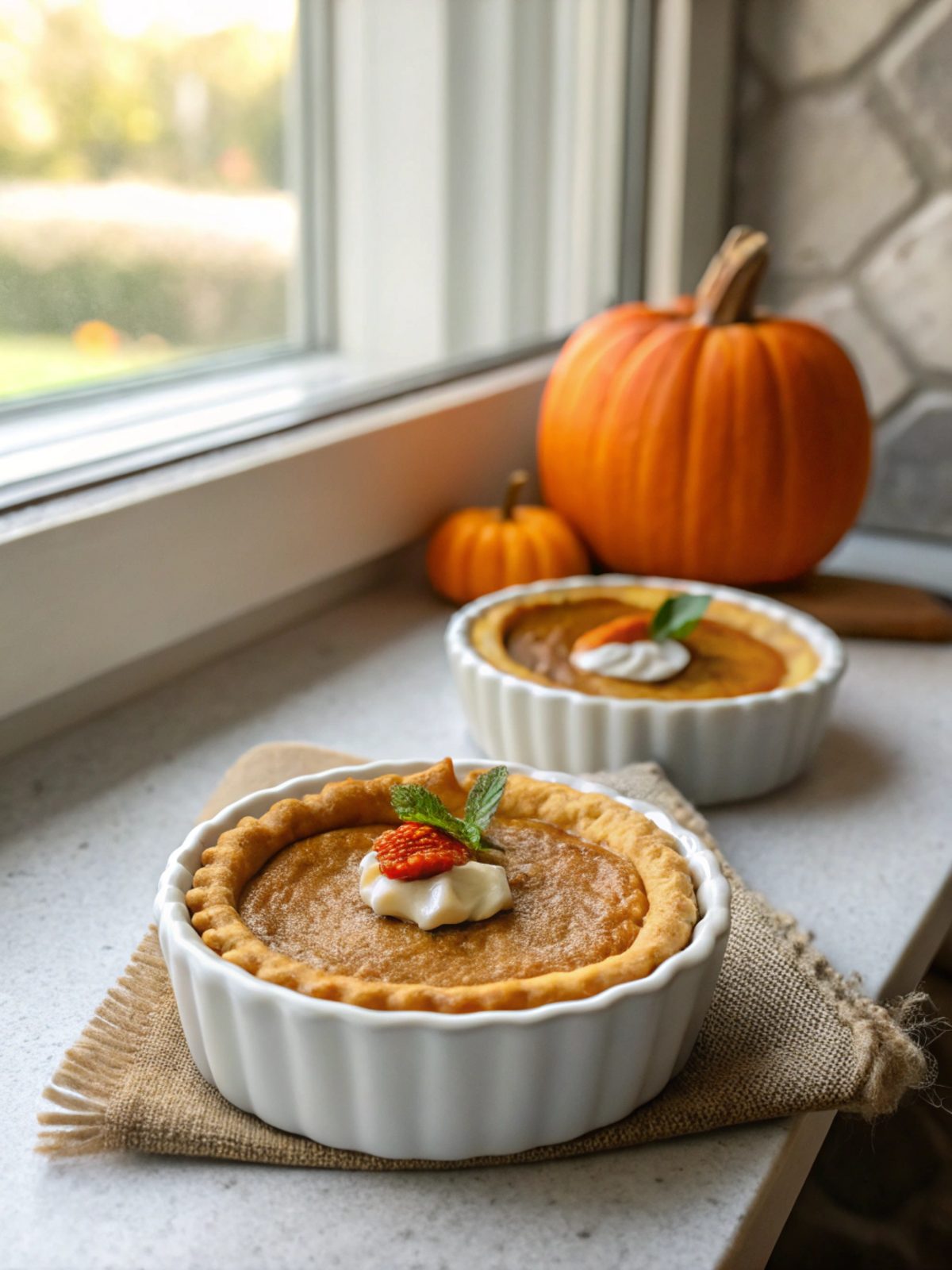 Festive Mini Keto Pumpkin Pies with Whipped Cream