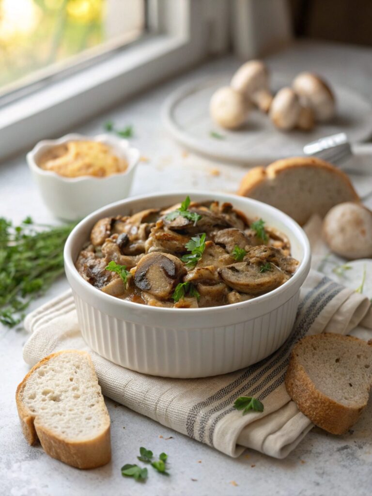 Delicious Nutmeg Mushroom Keto Stroganoff served in a bowl.