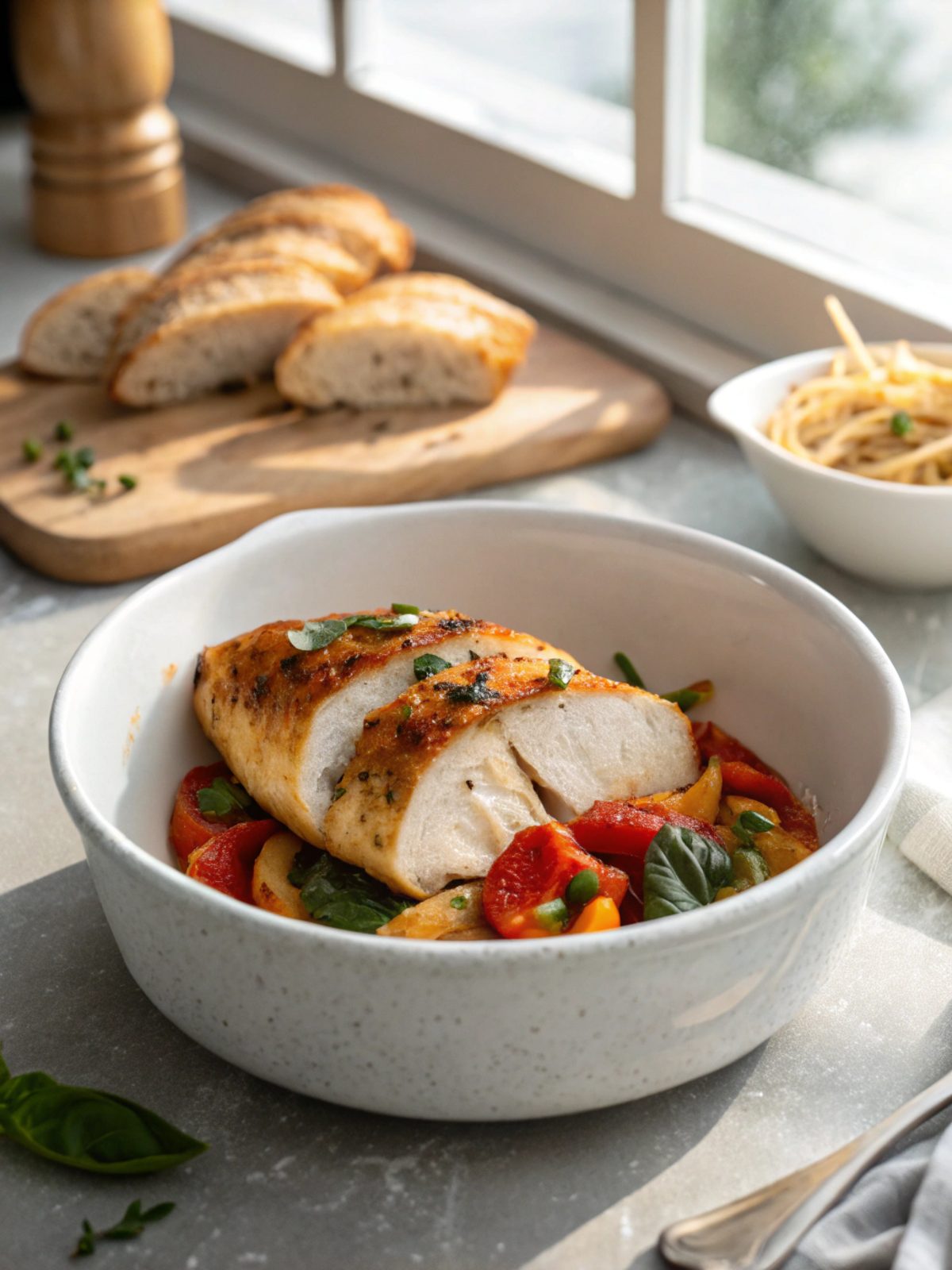 Delicious paprika stuffed keto chicken breast served elegantly