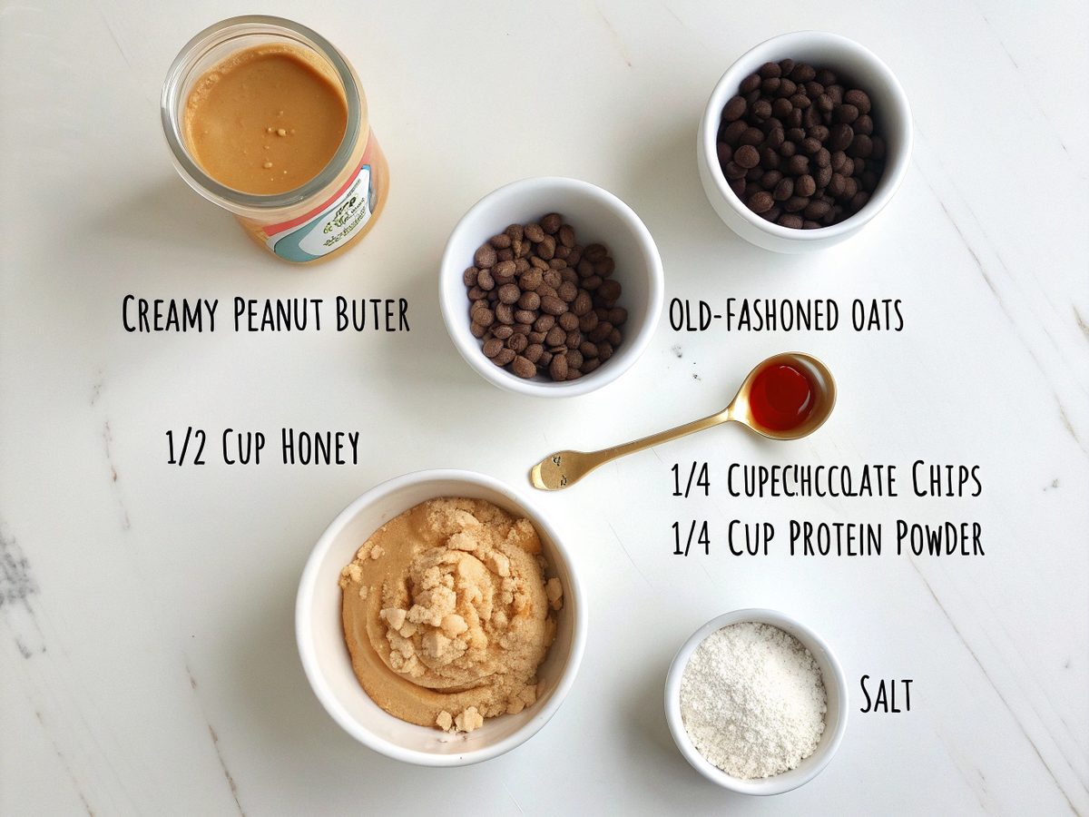 Ingredients for Peanut Butter Chocolate Protein Bites