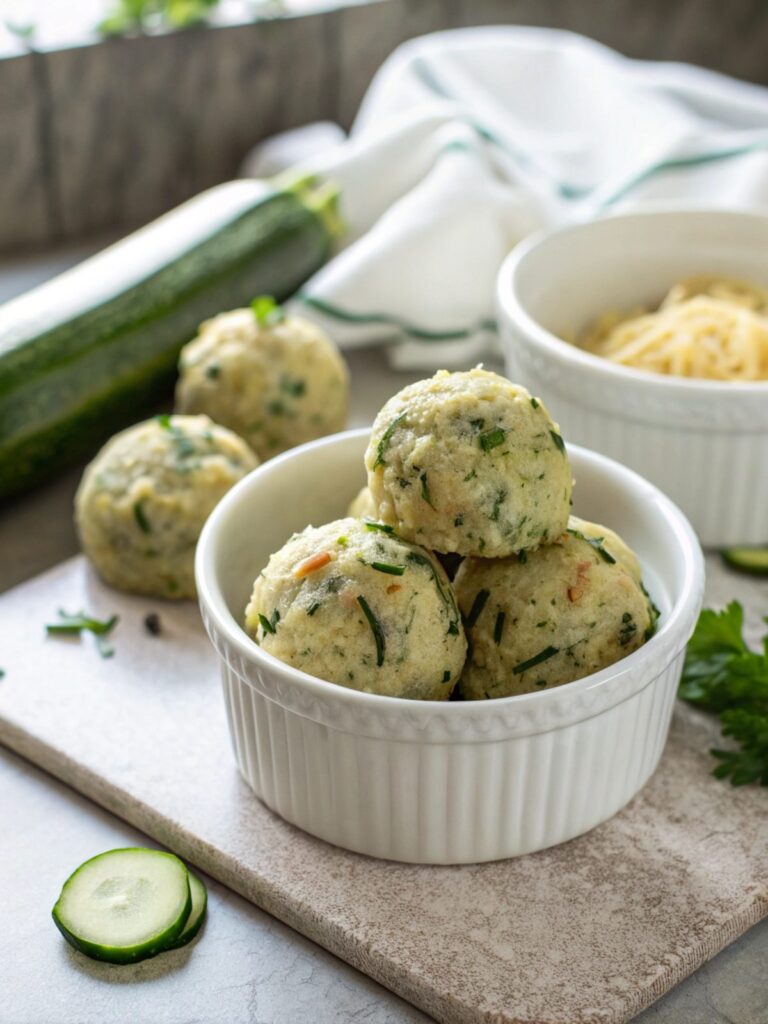 SEO-friendly alt text describing the featured image of baked keto zucchini fat bombs