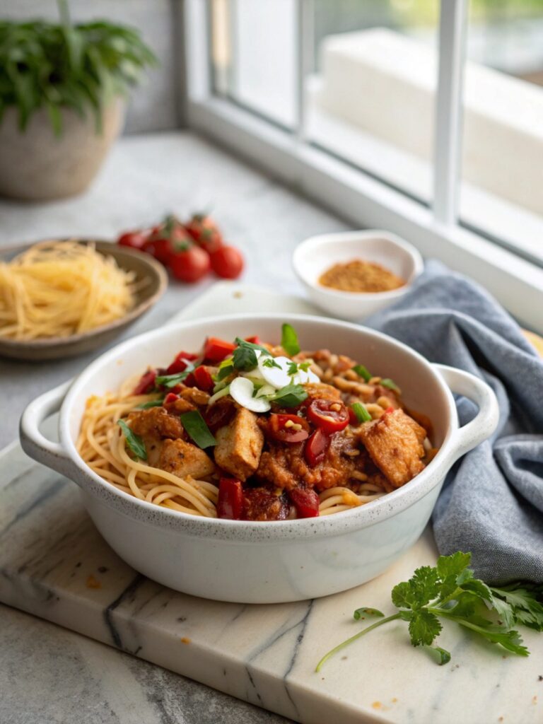 Delicious Skillet Chicken and Chili Recipe served in a bowl