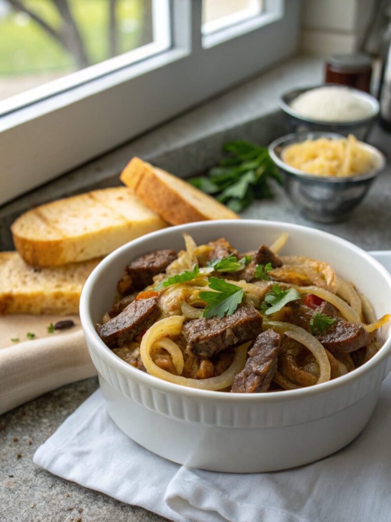 Delicious Skillet Keto Beef and Onion recipe featuring tender beef and onions