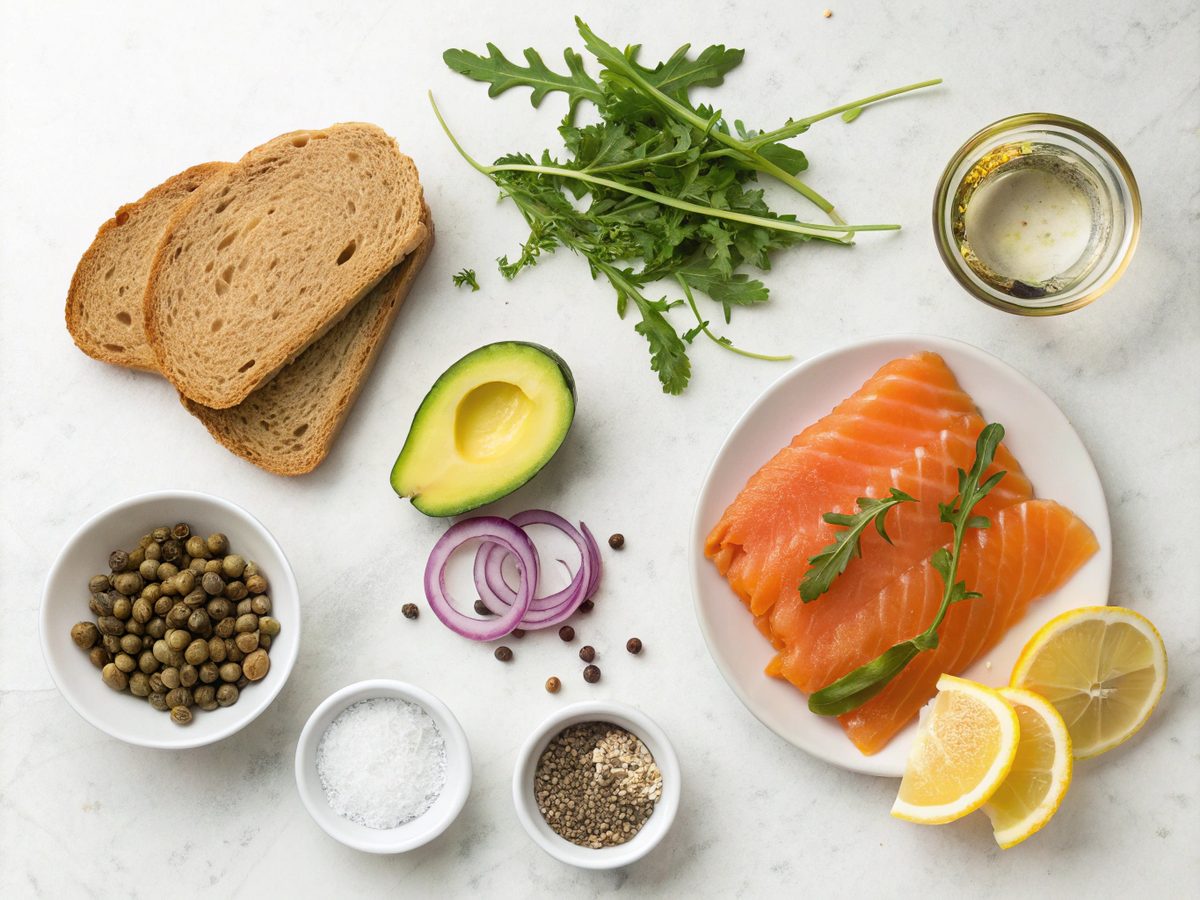 Ingredients for the Smoked Salmon Avocado Toast Recipe