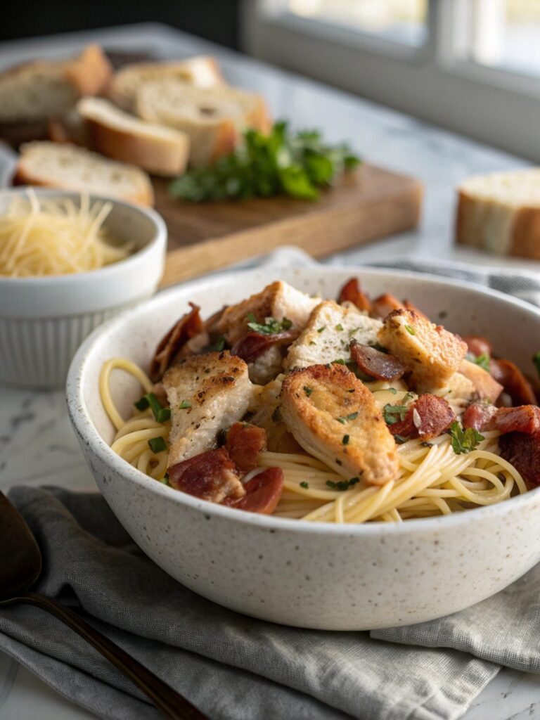 Savory skillet chicken and bacon recipe served deliciously