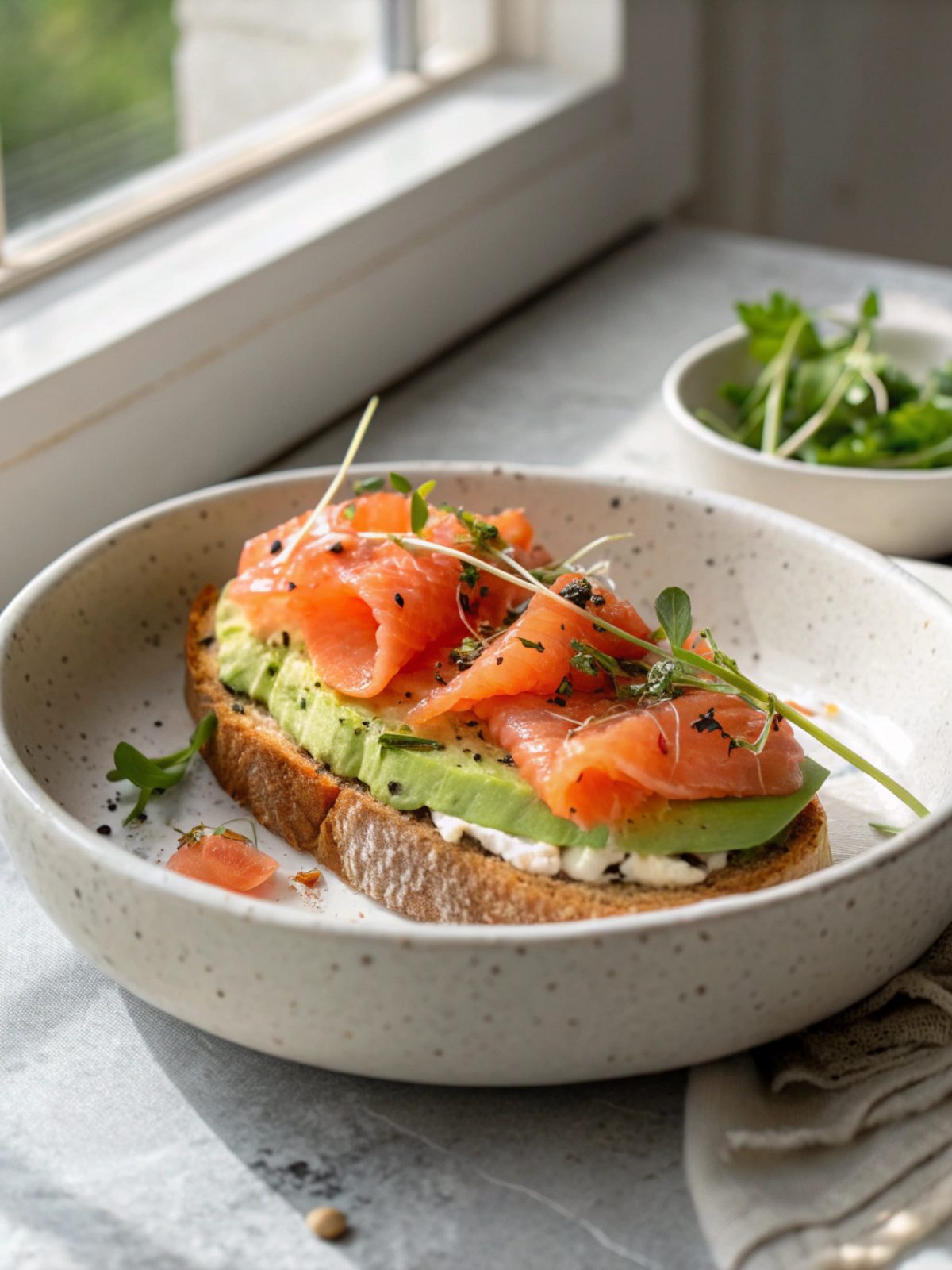 Delicious Smoked Salmon Avocado Toast freshly prepared