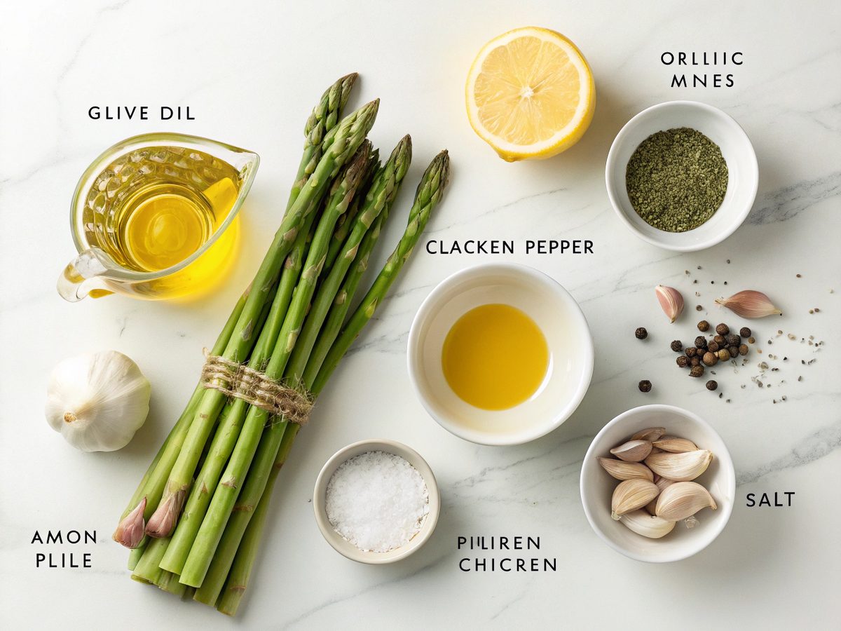 A display of ingredients used for low carb asparagus in a pressure cooker.