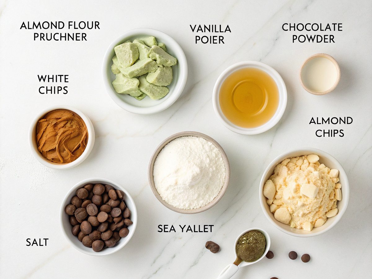 Image showing ingredients for Matcha White Chocolate Protein Truffles