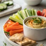 SEO-friendly alt text describing the featured image, including the protein hummus veggie dippers recipe