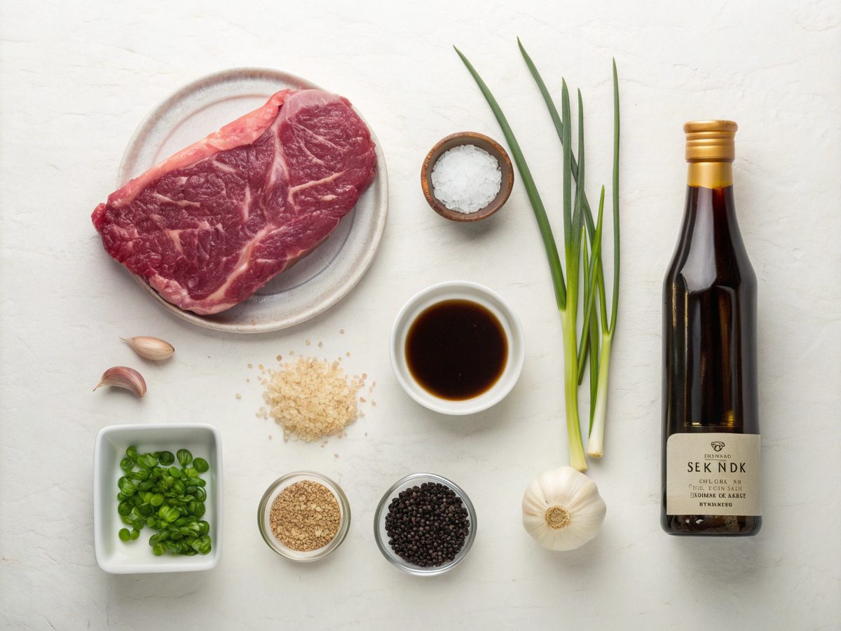 A photo showcasing the ingredients needed for the beef bulgogi recipe.