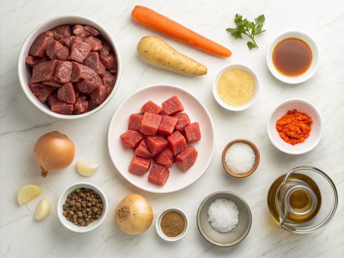 A complete view of ingredients for creative stew meat recipes