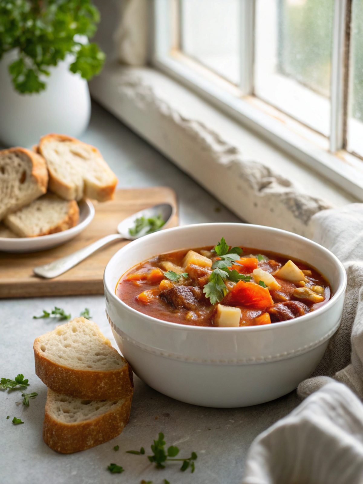 A deliciously presented bowl of Crock Pot Shipwreck Stew