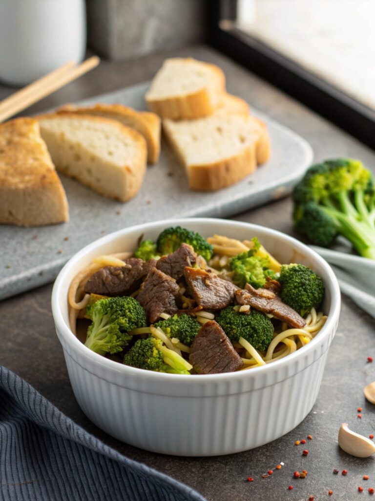 Deliciously plated Beef Broccoli Dinner Recipe