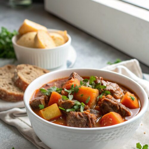 Crockpot Beef Stew served in a bowl – hearty and delicious