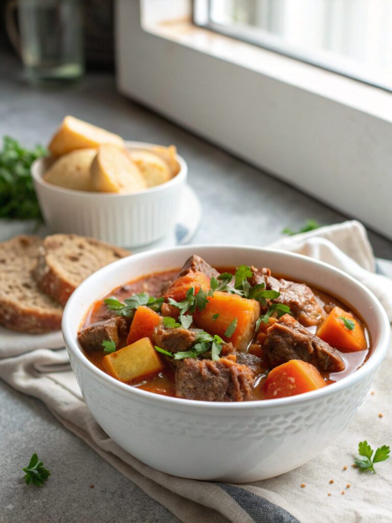 Crockpot Beef Stew served in a bowl – hearty and delicious