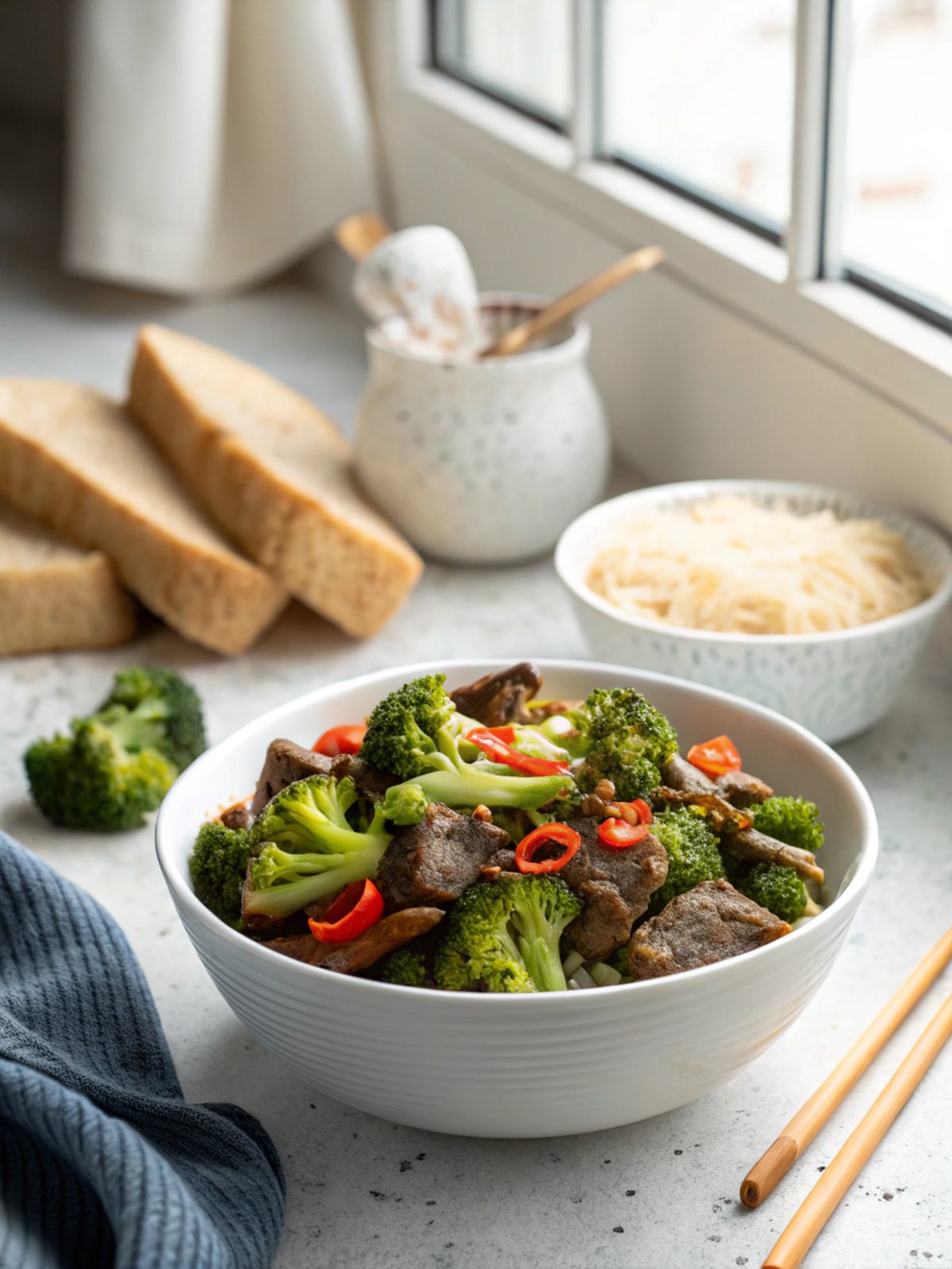 Featured image of beef broccoli stir fry recipe served in a bowl.