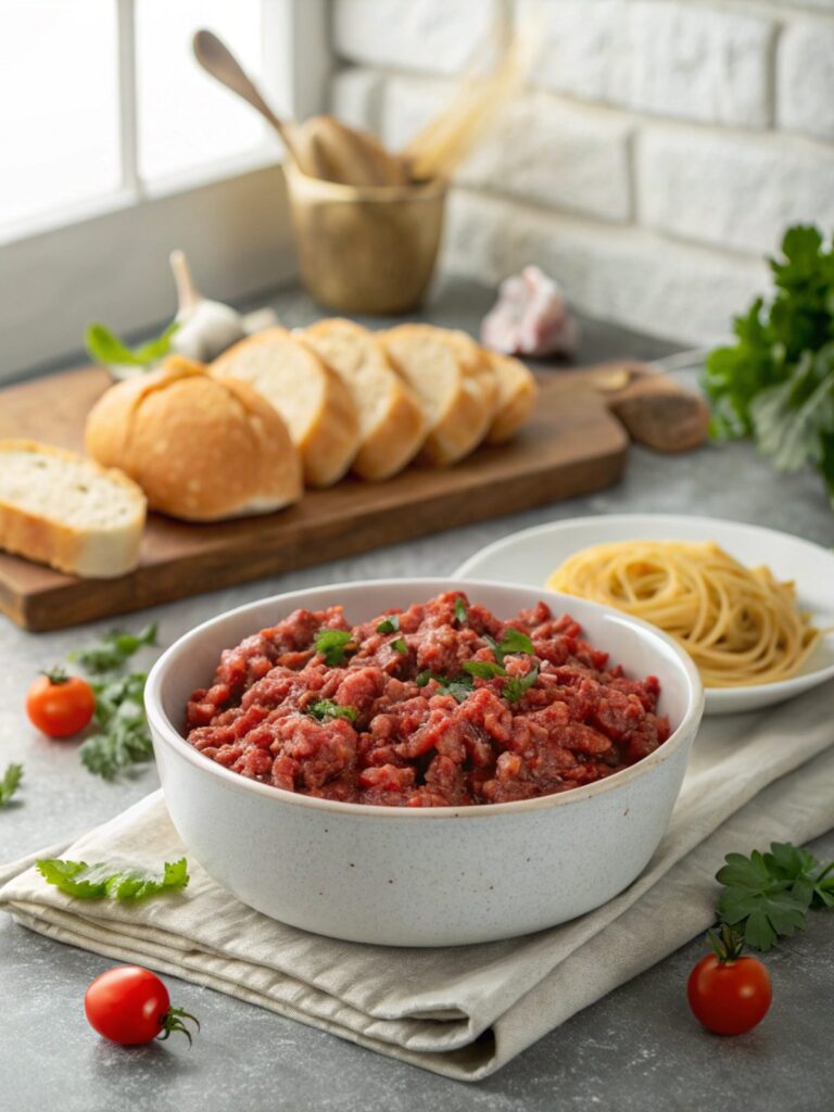 Featured image of a savory ground beef quick recipe served on a white plate