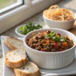 Featured image of easy and delicious ground beef recipe, served with garnish.