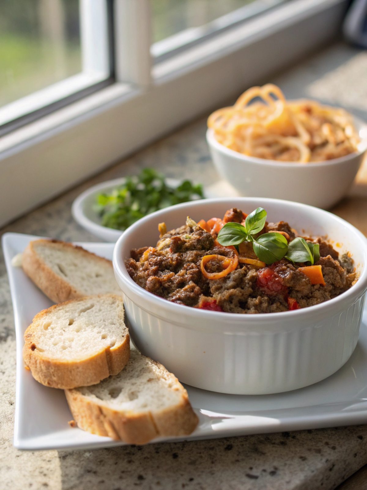 Featured image of easy and delicious ground beef recipe, served with garnish.