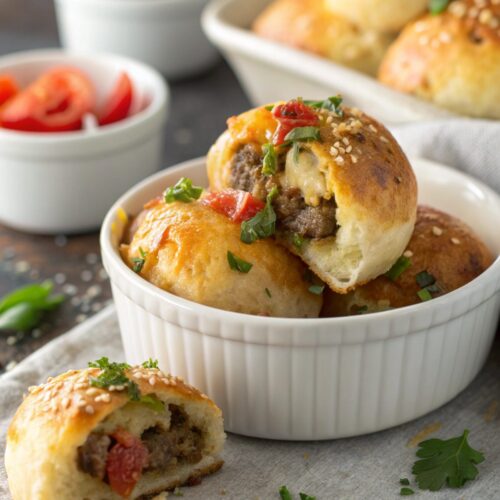Featured image showcasing garlic parmesan cheeseburger bombs on a plate