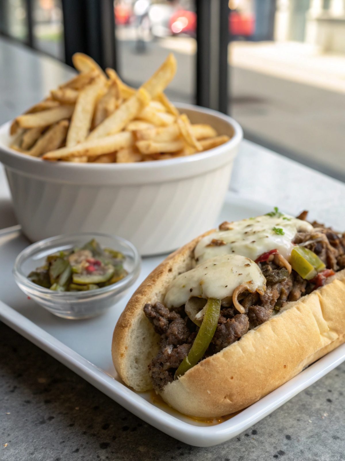 Delicious Ground Beef Philly Cheesesteak on a plate