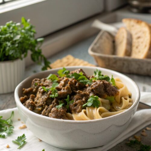 Ground Beef Stroganoff featured image showing the final dish