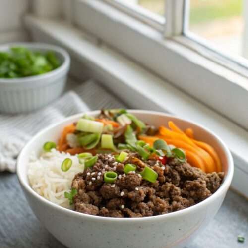 SEO-friendly alt text describing the featured image of Korean Ground Beef Bowl