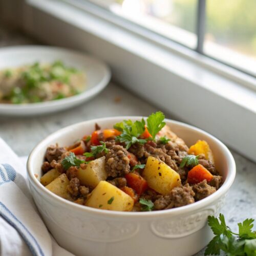A delicious serving of One-Pan Ground Beef Potato Dinner