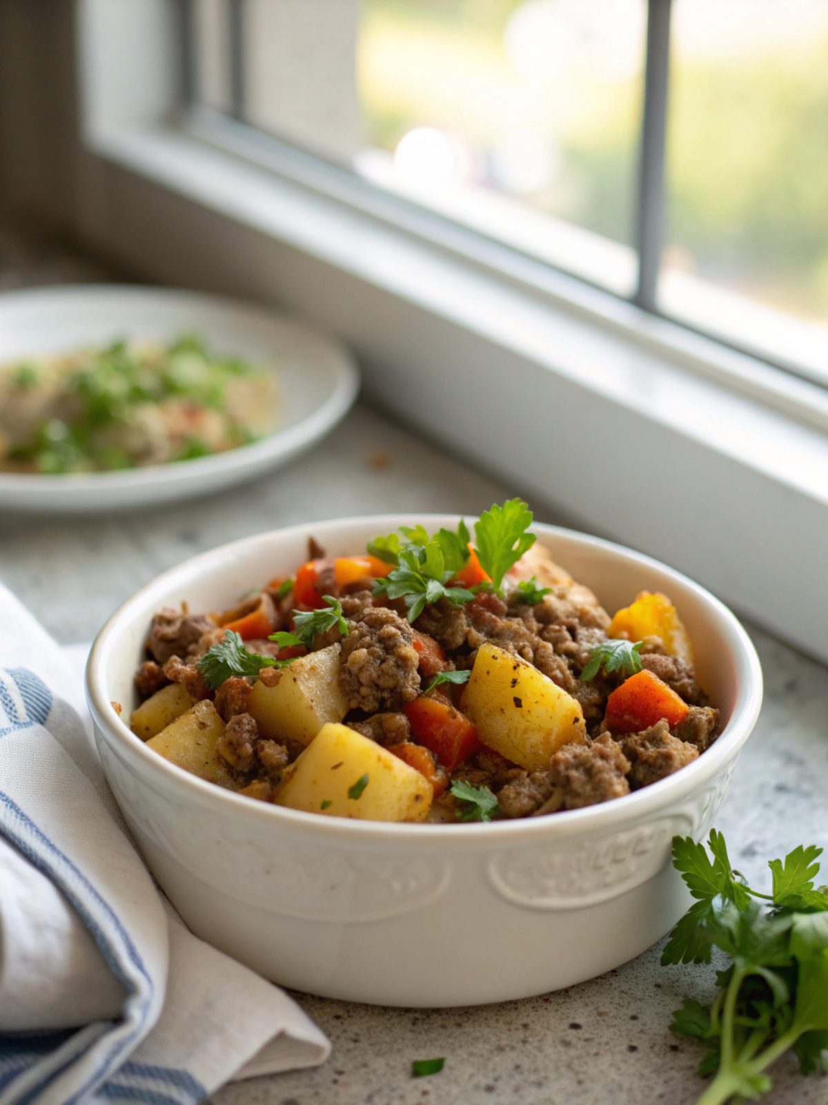 A delicious serving of One-Pan Ground Beef Potato Dinner