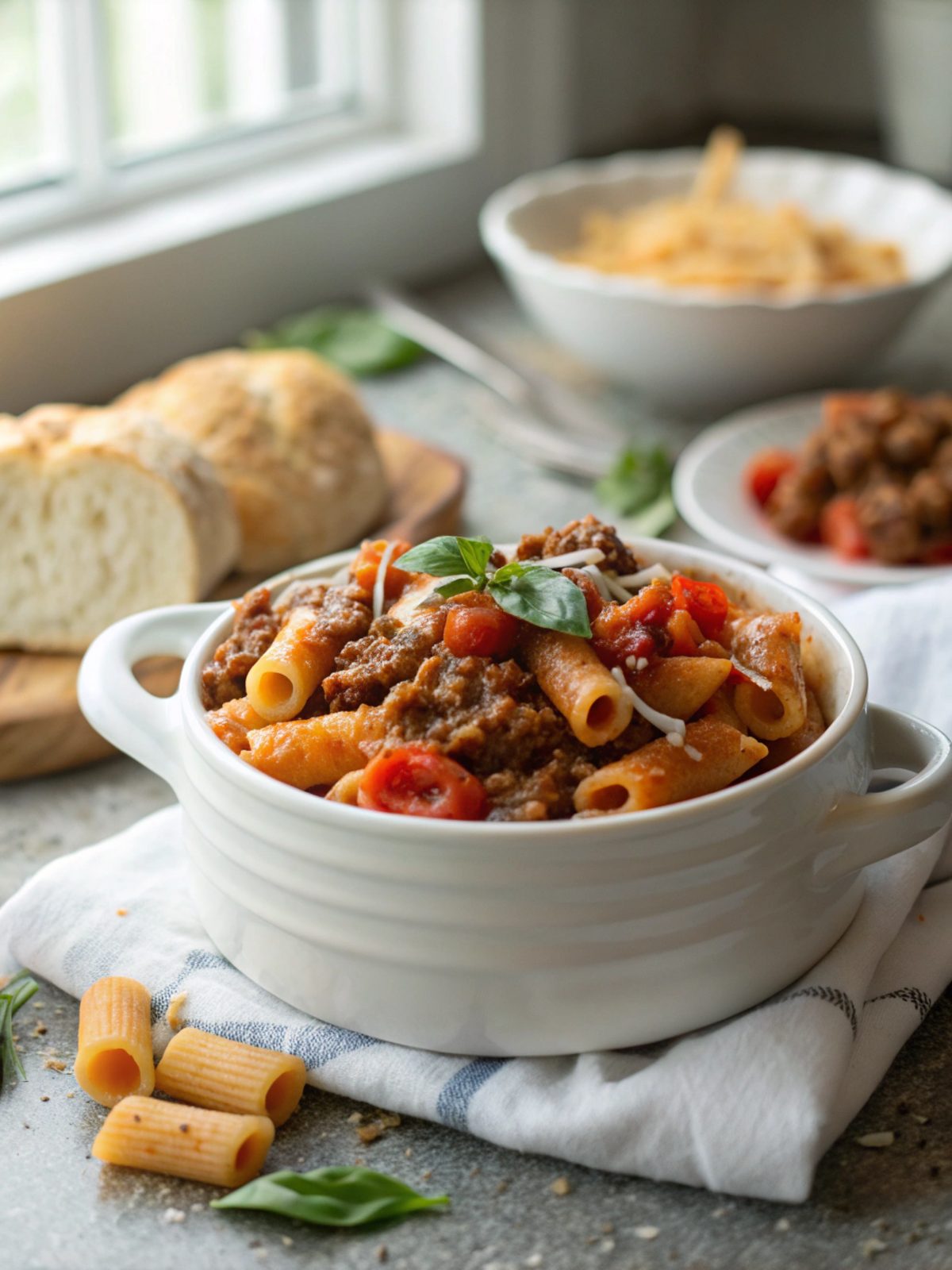 Featured image of one pot beefaroni recipe served in a bowl