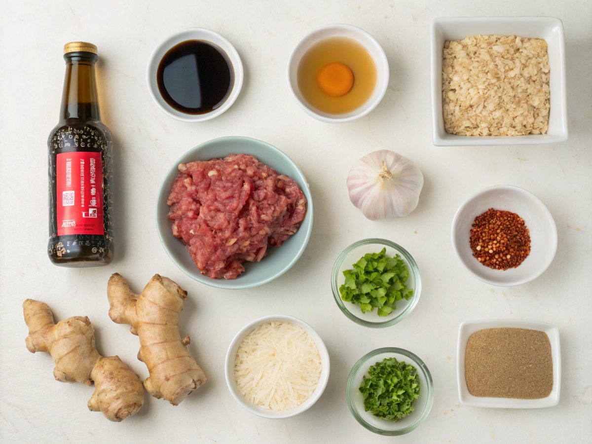 Ingredients for Quick Korean Beef Rice laid out on a counter