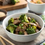 Close-up of Savory Beef Broccoli with Garlic Ginger Sauce