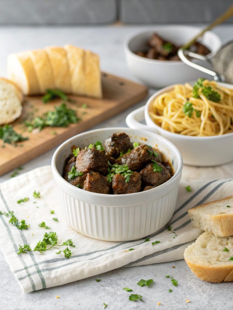 Feature image of delicious garlic butter beef bites served hot.