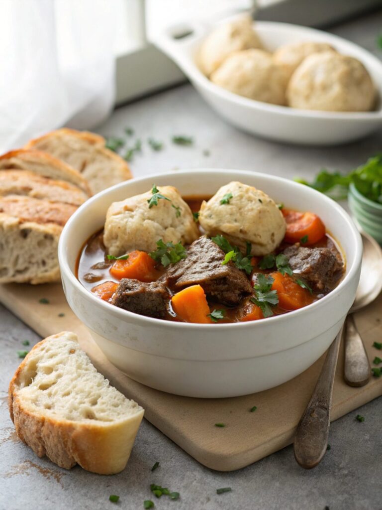 Packed with rich flavor, these slow cooker beef stew dumplings are a must-try