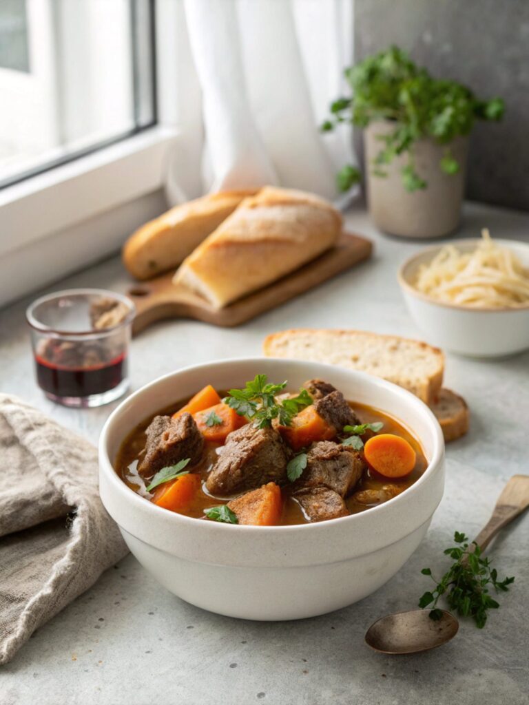 SEO-friendly alt text describing the featured image of an old fashioned beef stew recipe.