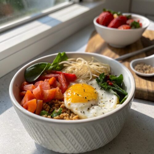 SEO-friendly alt text describing the featured image, including 30g Protein Breakfast Bowl