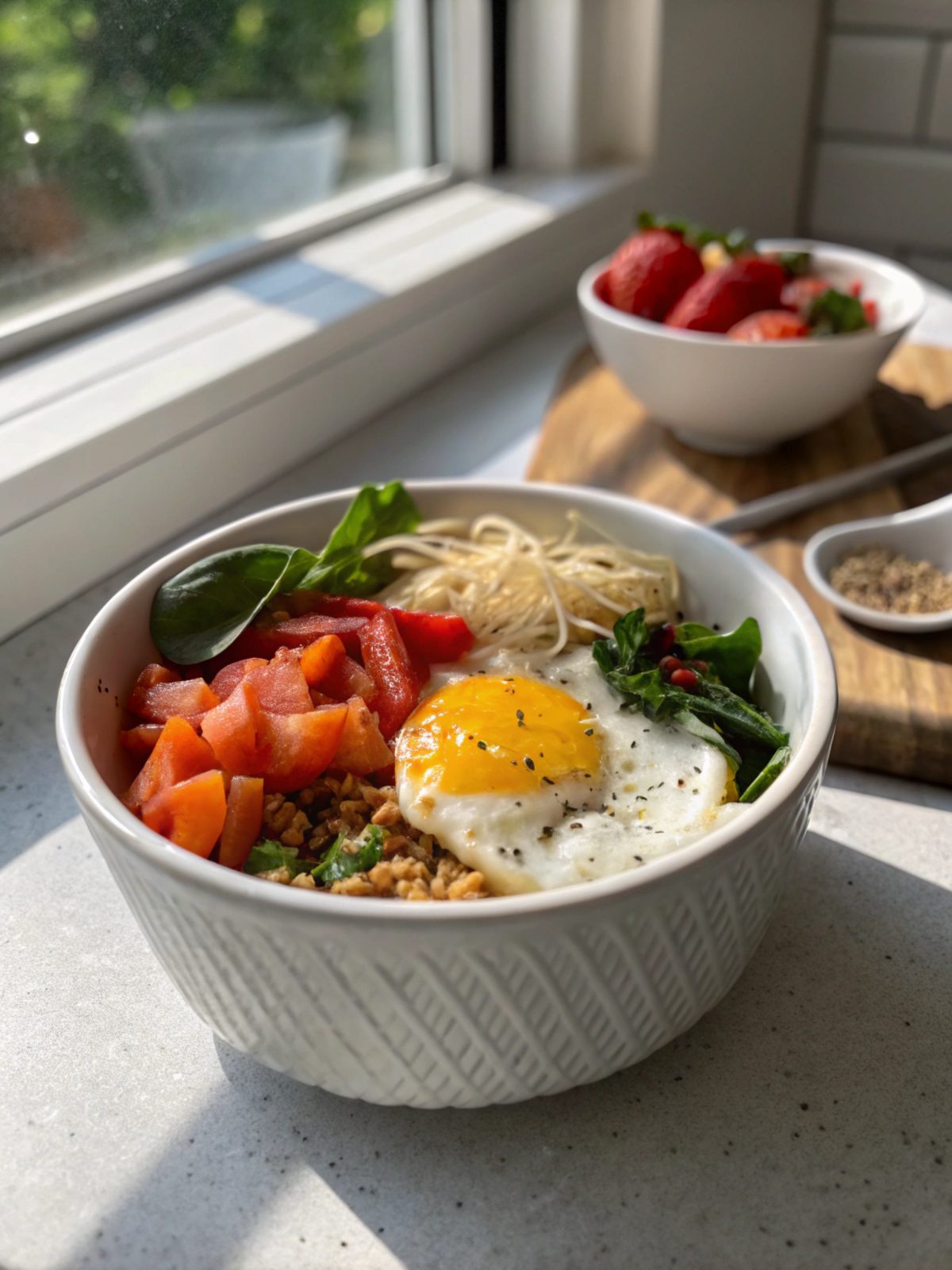 SEO-friendly alt text describing the featured image, including 30g Protein Breakfast Bowl