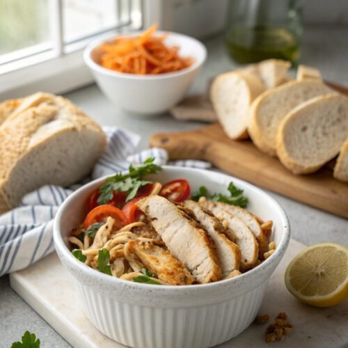 Delicious air fryer shredded chicken breast with a juicy and flavorful texture.
