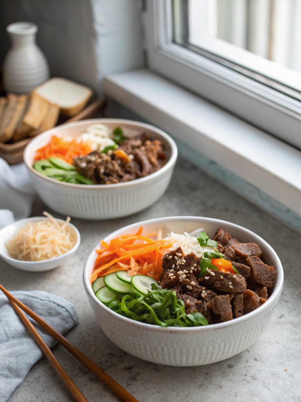 Delicious beef bulgogi bowls ready to be served