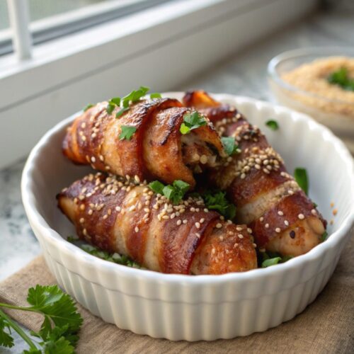 Hero image of Bacon Brown Sugar Chicken Tenders, served in a modern style