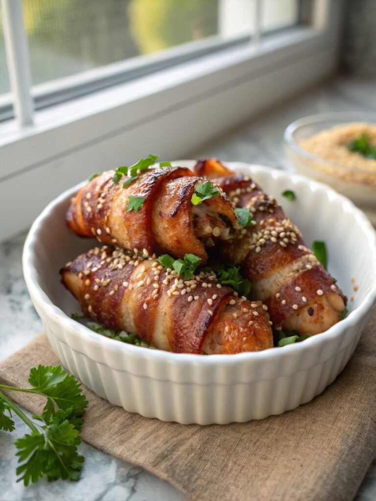 Hero image of Bacon Brown Sugar Chicken Tenders, served in a modern style