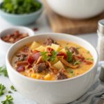 Featured image of Bacon Cheeseburger Soup, comforting and delicious.