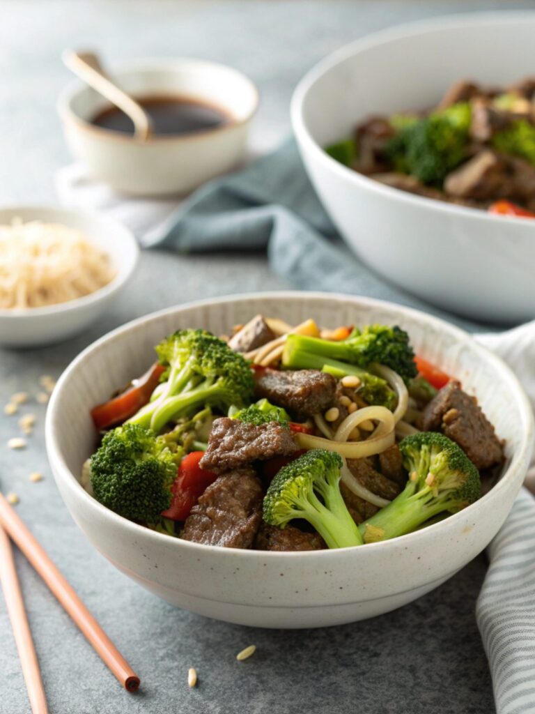 Visual close-up of Beef and Broccoli Stir Fry served hot.