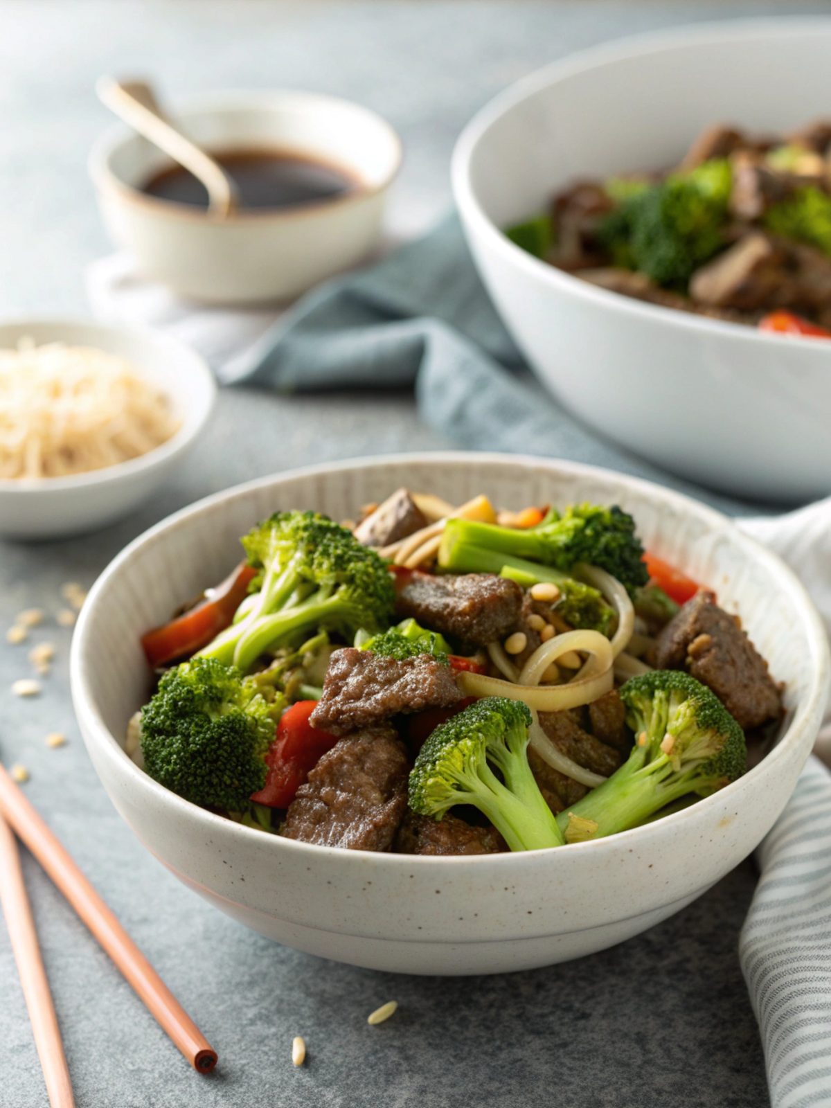 Visual close-up of Beef and Broccoli Stir Fry served hot.