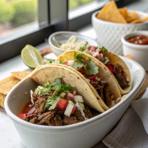 Featured image of Beef Birria Tacos showing savory and bright ingredients.